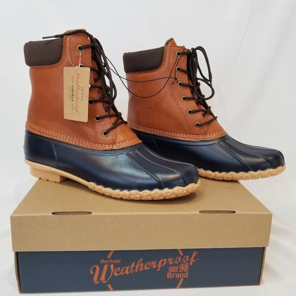 Weatherproof Adam Duck Boots Tan Navy 11M - Picture 5 of 16
